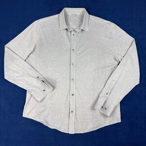 Kit and Ace Mens button up shirt soft light grey casual fit size M logo office